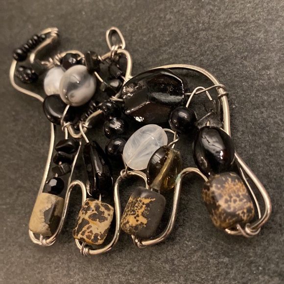 Fabulous Stone, Bead and Metal Art Piece Elephant Pendant - Picture 3 of 10